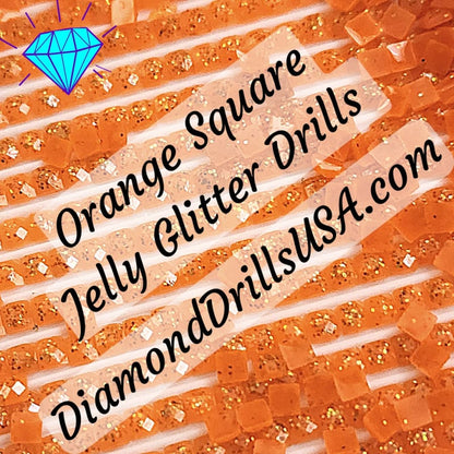 Orange Jelly Glitter SQUARE Diamond Painting Drills 16 Bulk