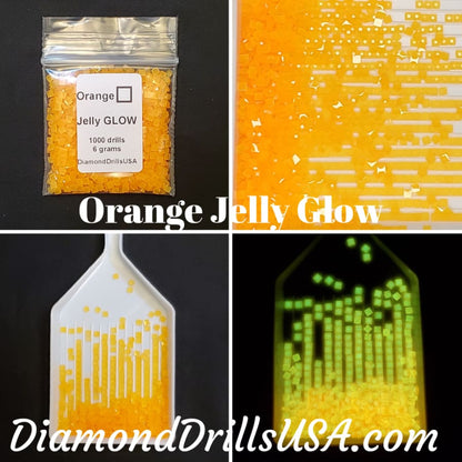 Orange Jelly SQUARE GLOW in the Dark UV 5D Diamond Painting 