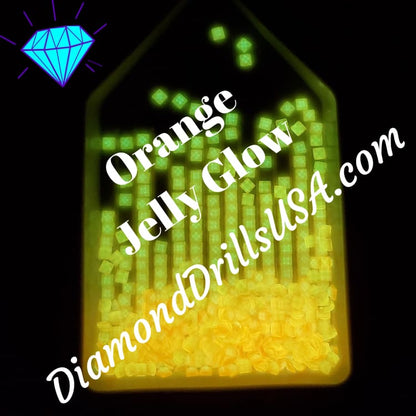 Orange Jelly SQUARE GLOW in the Dark UV 5D Diamond Painting 