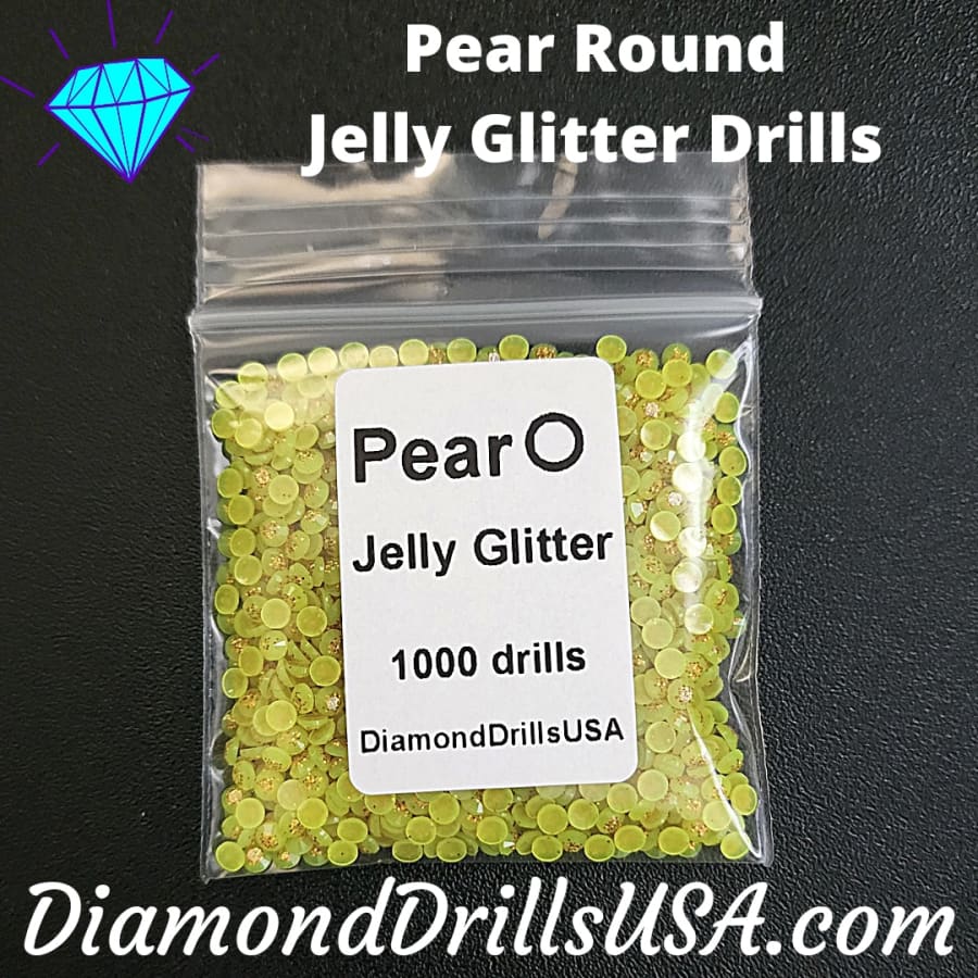 Pear Jelly Glitter ROUND Diamond Painting Drills Green 20 