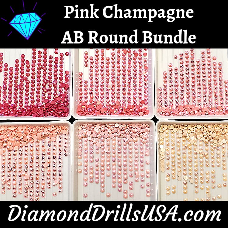 Pink Champagne AB Round Bundle 6 AB Colors Aurora Borealis 