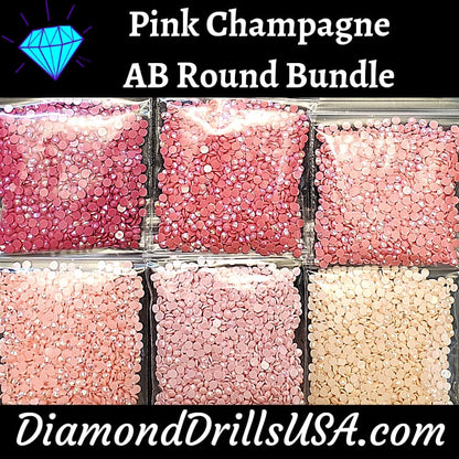 Pink Champagne AB Round Bundle 6 AB Colors Aurora Borealis 
