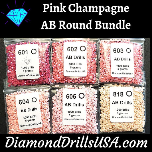 Pink Champagne AB Round Bundle 6 AB Colors Aurora Borealis 