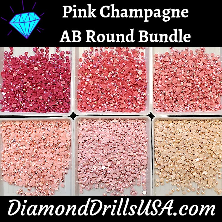 Pink Champagne AB Round Bundle 6 AB Colors Aurora Borealis 