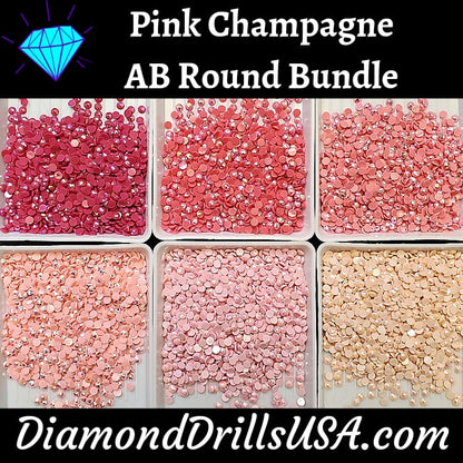 Pink Champagne AB Round Bundle 6 AB Colors Aurora Borealis 