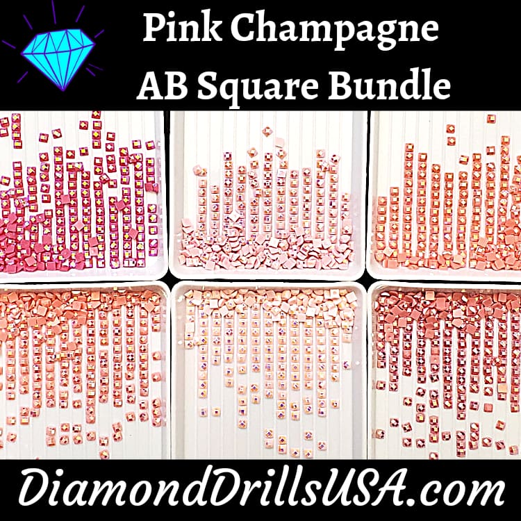 Pink Champagne AB Square Bundle 6 AB Colors Aurora Borealis 