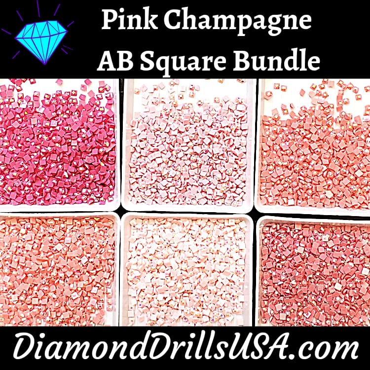 Pink Champagne AB Square Bundle 6 AB Colors Aurora Borealis 