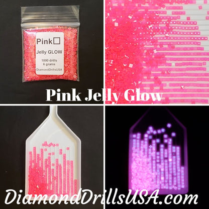 Pink Jelly SQUARE GLOW in the Dark UV 5D Diamond Painting 