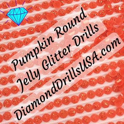 Pumpkin Jelly Glitter ROUND Diamond Painting Drills Orange 