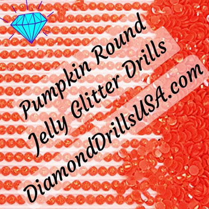 Pumpkin Jelly Glitter ROUND Diamond Painting Drills Orange 