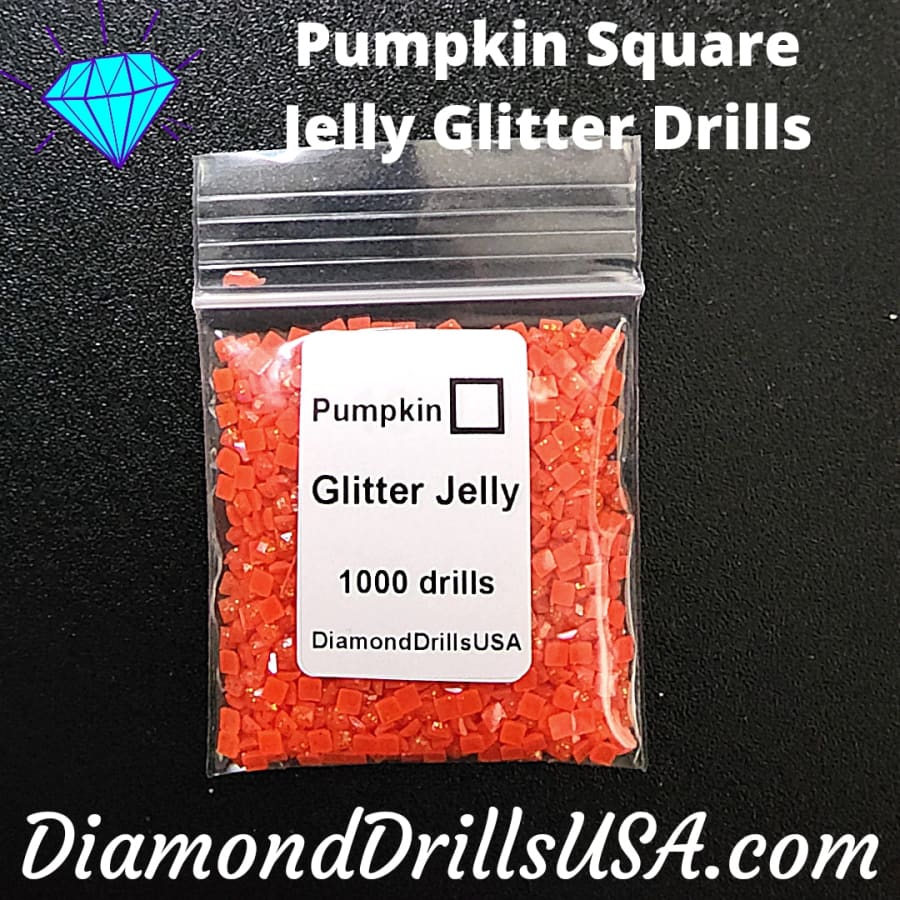 Orange Jelly Glitter SQUARE Diamond Painting Drills 16 Bulk
