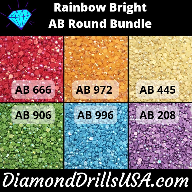 Rainbow Bright AB ROUND Bundle 6 AB Colors Aurora Borealis 