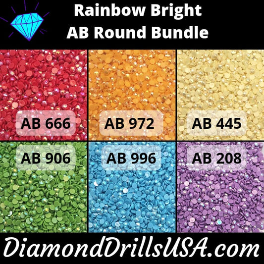 Rainbow Bright AB ROUND Bundle 6 AB Colors Aurora Borealis 