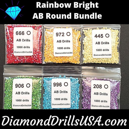 Rainbow Bright AB ROUND Bundle 6 AB Colors Aurora Borealis 