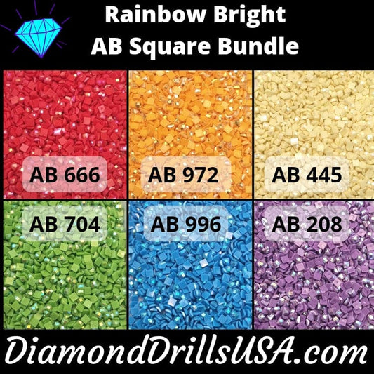 Rainbow Bright AB SQUARE Bundle 6 AB Colors Aurora Borealis 