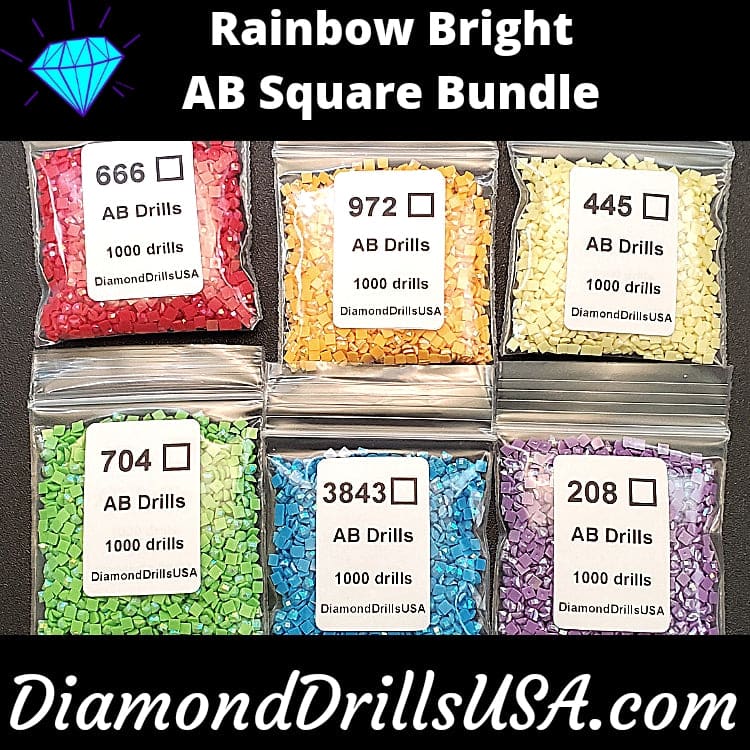Rainbow Bright AB SQUARE Bundle 6 AB Colors Aurora Borealis 