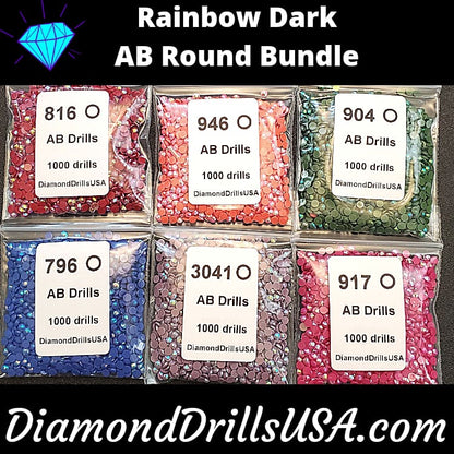 Rainbow Dark AB ROUND Bundle 6 AB Colors Aurora Borealis 