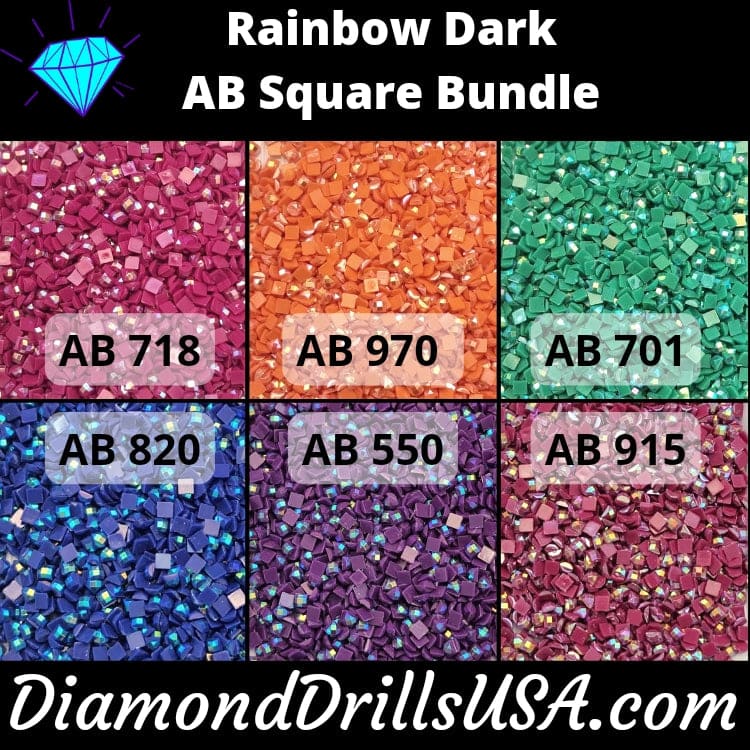 Rainbow Dark AB SQUARE Bundle 6 AB Colors Aurora Borealis 
