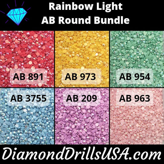 Rainbow Light AB ROUND Bundle 6 AB Colors Aurora Borealis 