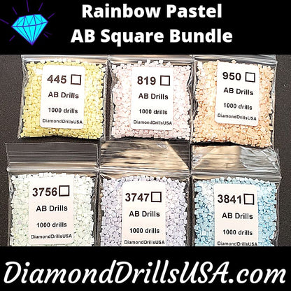 Rainbow Pastel AB SQUARE Bundle 6 AB Colors Aurora Borealis 