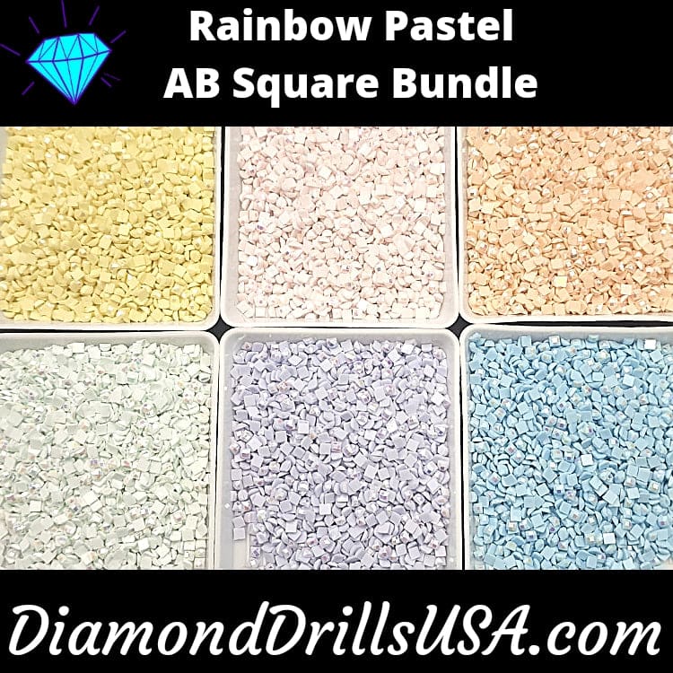 Rainbow Pastel AB SQUARE Bundle 6 AB Colors Aurora Borealis 