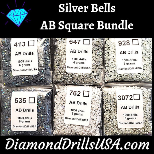 Silver Bells AB Square Bundle 6 AB Colors Aurora Borealis 