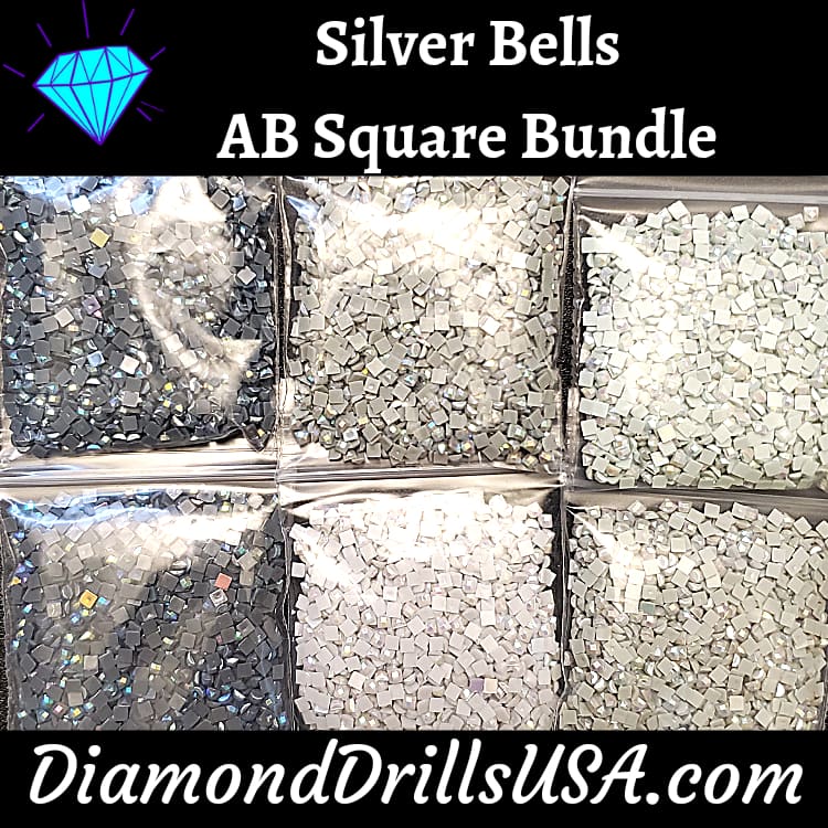 Silver Bells AB Square Bundle 6 AB Colors Aurora Borealis 