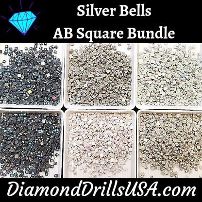 Silver Bells AB Square Bundle 6 AB Colors Aurora Borealis 