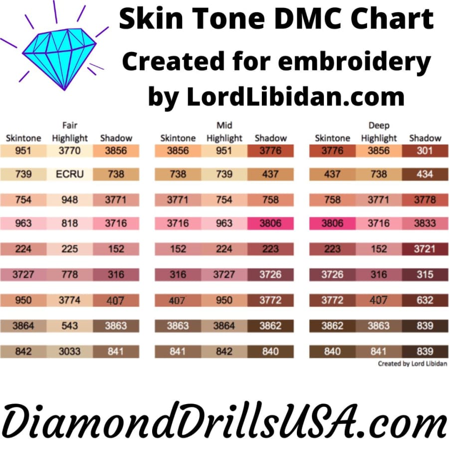 Skin Tone Bundle #2 - 3 Color DMC Square Bundle Bulk Diamond