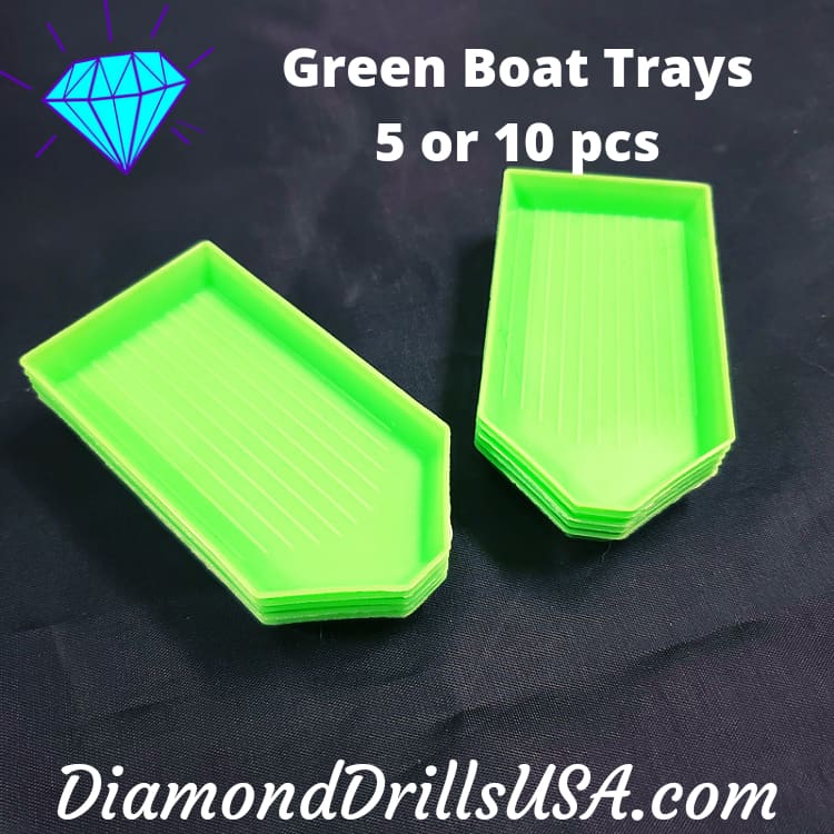 DiamondDrillsUSA - Small Green Drill Tray Diamond Painting Basic Boat Style  No Pour Spout