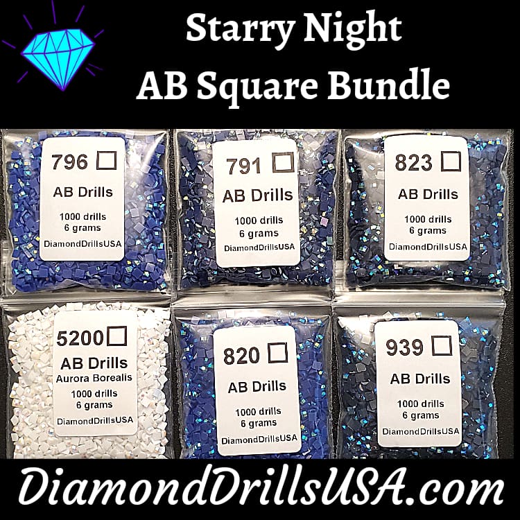 Starry Night AB Square Bundle 6 AB Colors Aurora Borealis 