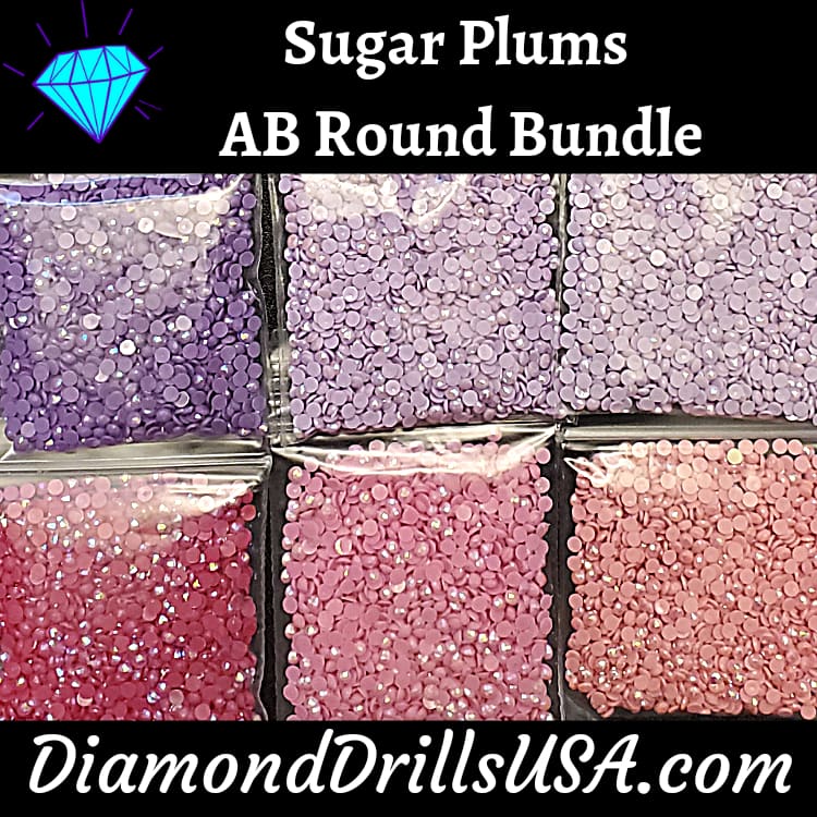 Sugar Plums AB Round Bundle 6 AB Colors Aurora Borealis 