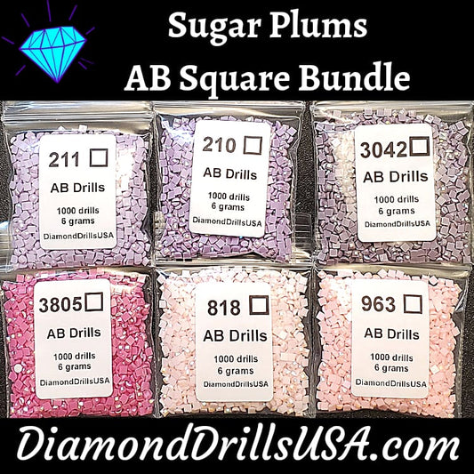 Sugar Plums AB Square Bundle 6 AB Colors Aurora Borealis 