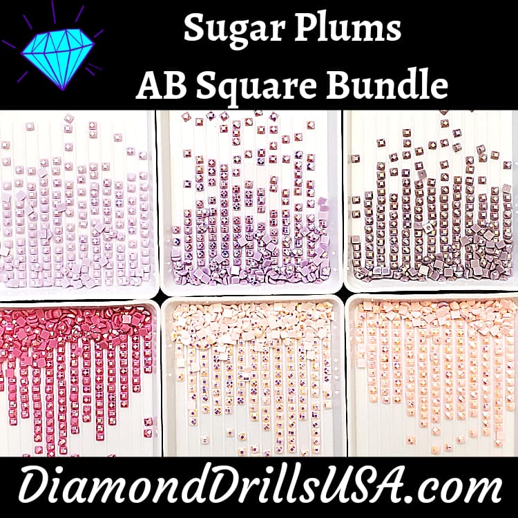 Sugar Plums AB Square Bundle 6 AB Colors Aurora Borealis 