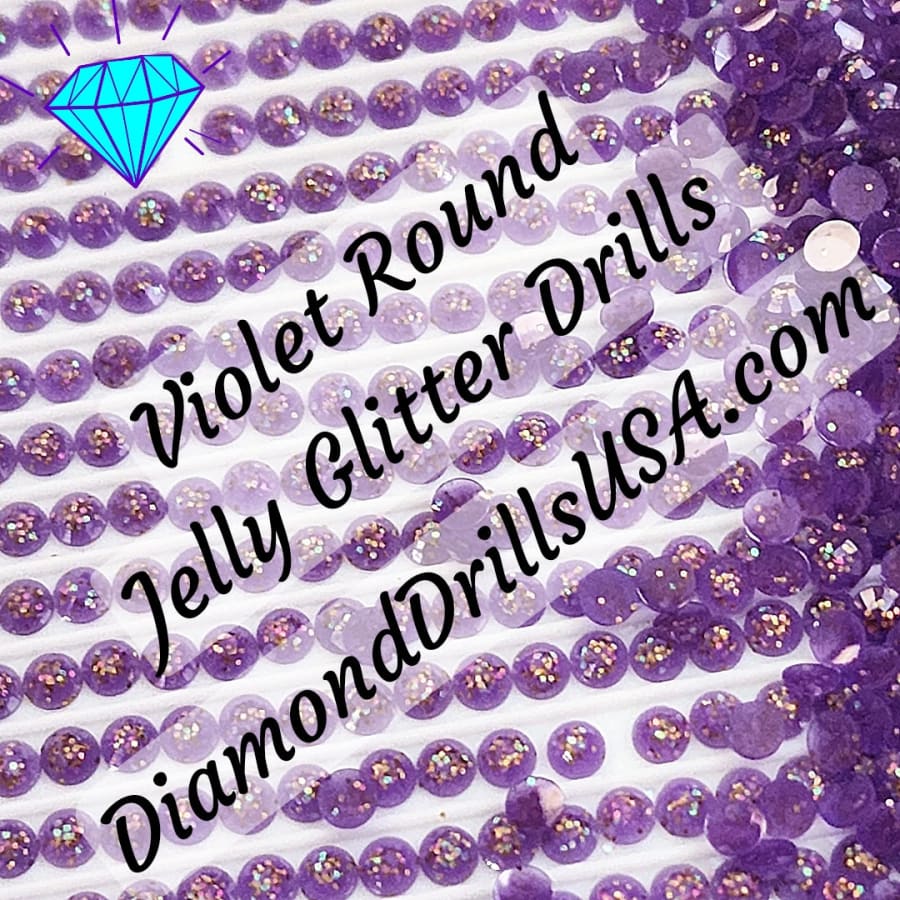 Violet Jelly Glitter ROUND Diamond Painting Drills Purple 24