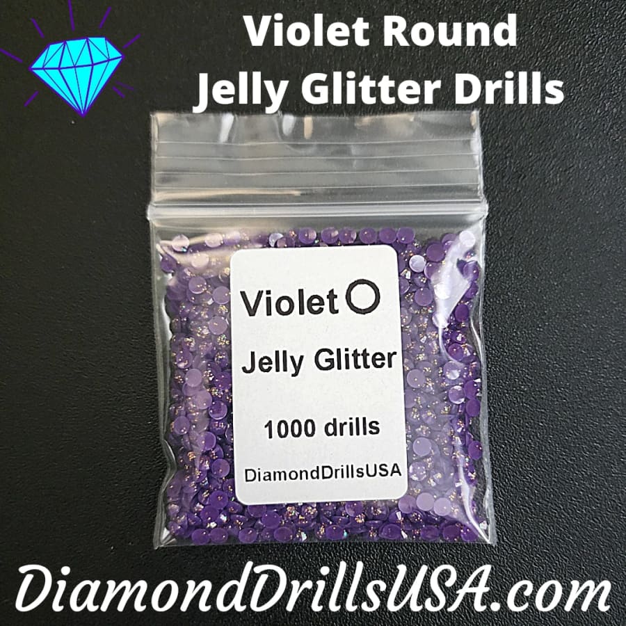 Violet Jelly Glitter ROUND Diamond Painting Drills Purple 24