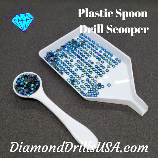 White Spoon Drill Scoop Diamond Painting Accessory Tool - 