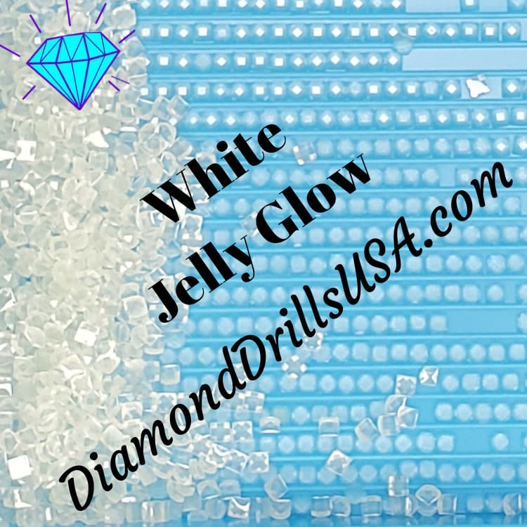 White/Clear Jelly SQUARE GLOW in the Dark UV 5D Diamond Painting Drills  Beads Loose Bulk