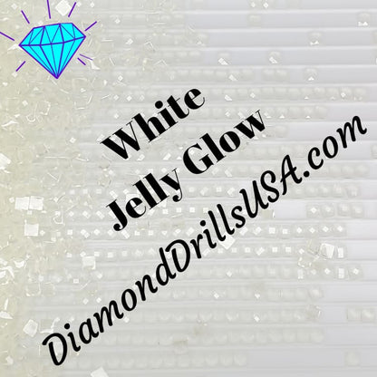 White/Clear Jelly SQUARE GLOW in the Dark UV 5D Diamond 