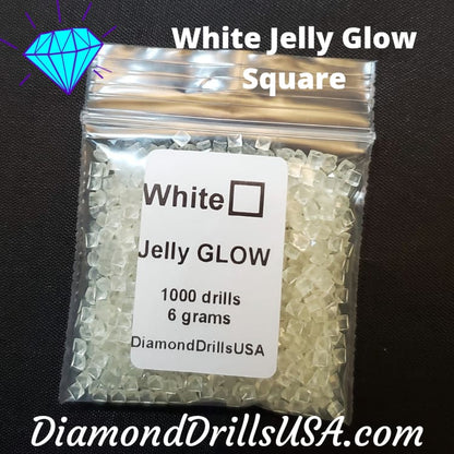 White/Clear Jelly SQUARE GLOW in the Dark UV 5D Diamond 