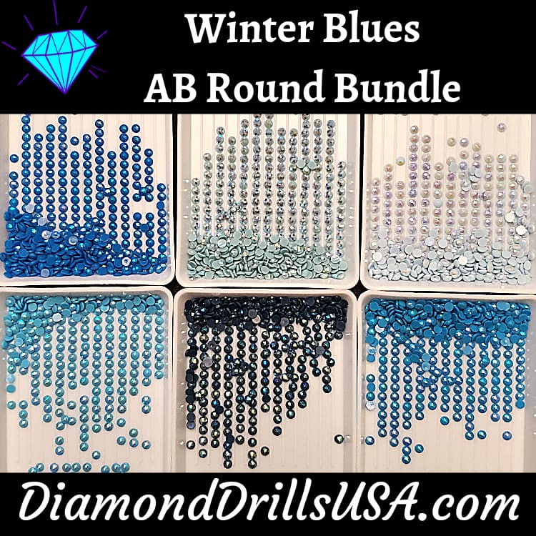 Winter Blues AB Round Bundle 6 AB Colors Aurora Borealis 