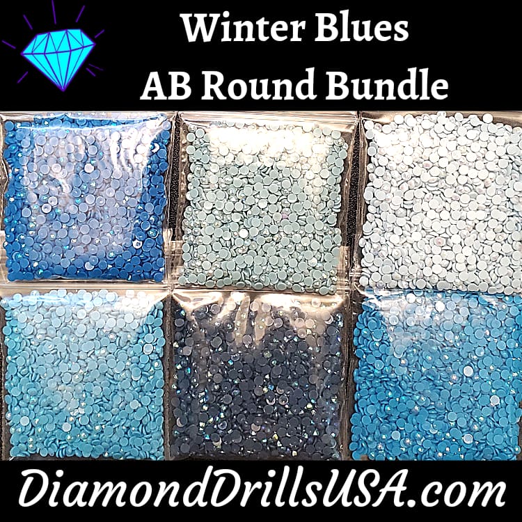 Winter Blues AB Round Bundle 6 AB Colors Aurora Borealis 