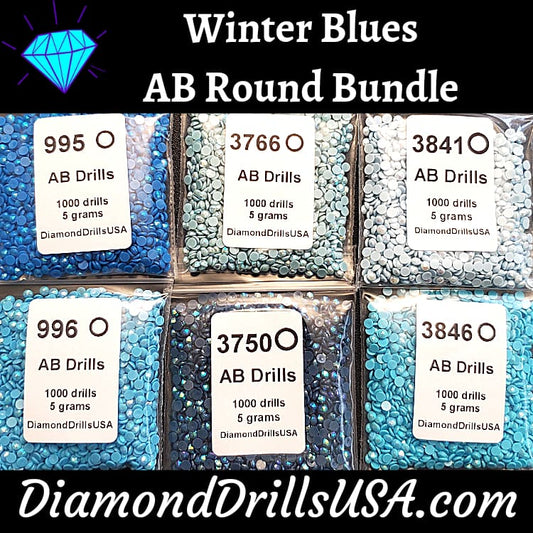 Winter Blues AB Round Bundle 6 AB Colors Aurora Borealis 