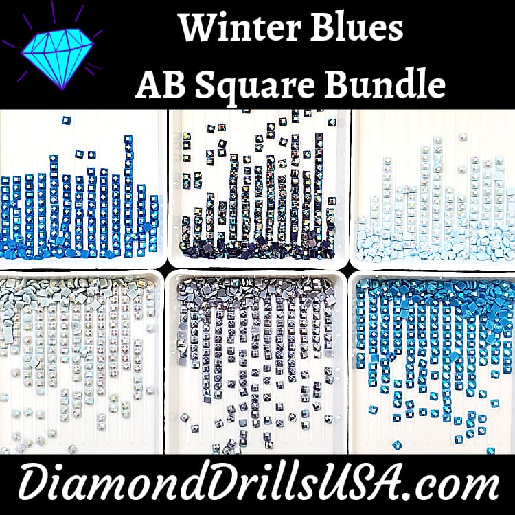 Winter Blues AB Square Bundle 6 AB Colors Aurora Borealis 