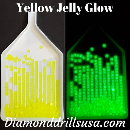 Yellow Jelly SQUARE GLOW in the Dark UV 5D Diamond Painting 